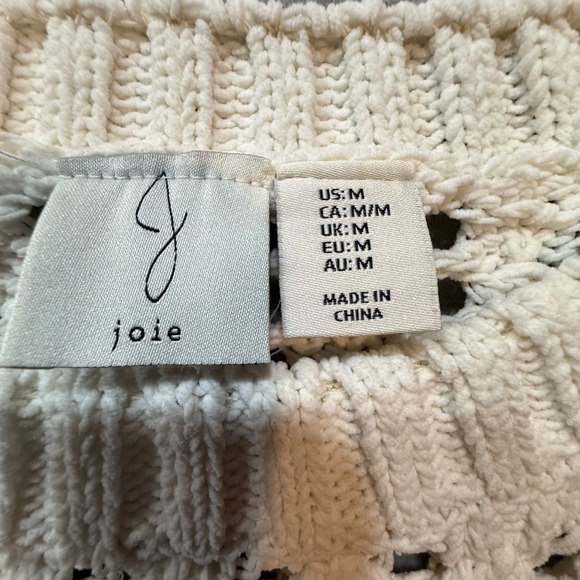 Joie Open Knit Crochet‎ Cream Ivory Boho Chic Layering Pullover Sweater Women M - Picture 3 of 10